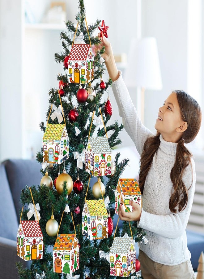 80UncleKimby 25Sets Christmas Gingerbread House Coloring Kit Cardboard Houses to Color with Twines Xmas DIY Painting Arts Crafts Classroom Activities Holiday Party Favors Bulk - Image 5